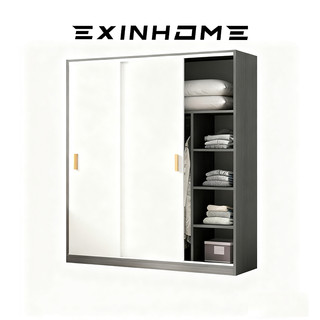 EXINHOME Home Bedroom Solid Wood Slider Door Wardrobe - Durable Clothing Storage Cabinet