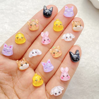 50 ชิ้นเรซิ่น Kawaii mini สถานะกระต่ายน่ารักลูกสุนัขและแมวแบนกลับเล็บเรซิ่น Designer Charms DIY Craft สําหรับเล็บ 3D เครื่องประดับ