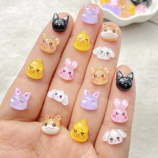 50 ชิ้นเรซิ่น Kawaii mini สถานะกระต่ายน่ารักลูกสุนัขและแมวแบนกลับเล็บเรซิ่น Designer Charms DIY Craft สําหรับเล็บ 3D เครื่องประดับ