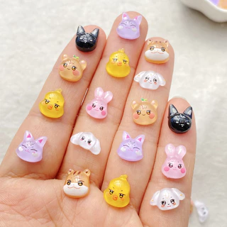 50 ชิ้นเรซิ่น Kawaii mini สถานะกระต่ายน่ารักลูกสุนัขและแมวแบนกลับเล็บเรซิ่น Designer Charms DIY Craft สําหรับเล็บ 3D เครื่องประดับ