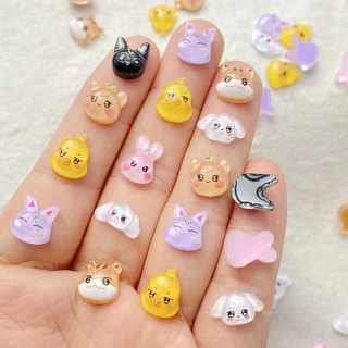 50 ชิ้นเรซิ่น Kawaii mini สถานะกระต่ายน่ารักลูกสุนัขและแมวแบนกลับเล็บเรซิ่น Designer Charms DIY Craft สําหรับเล็บ 3D เครื่องประดับ