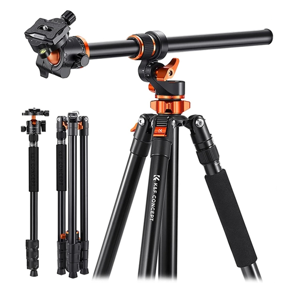 K&F CONCEPT T254A7+BH-28L ขาตั้งกล้องอัลลอยด์ - ล็อคคลิปจาน - พับกลับด้านได้ - ขาเดี่ยวแบบถอดได้