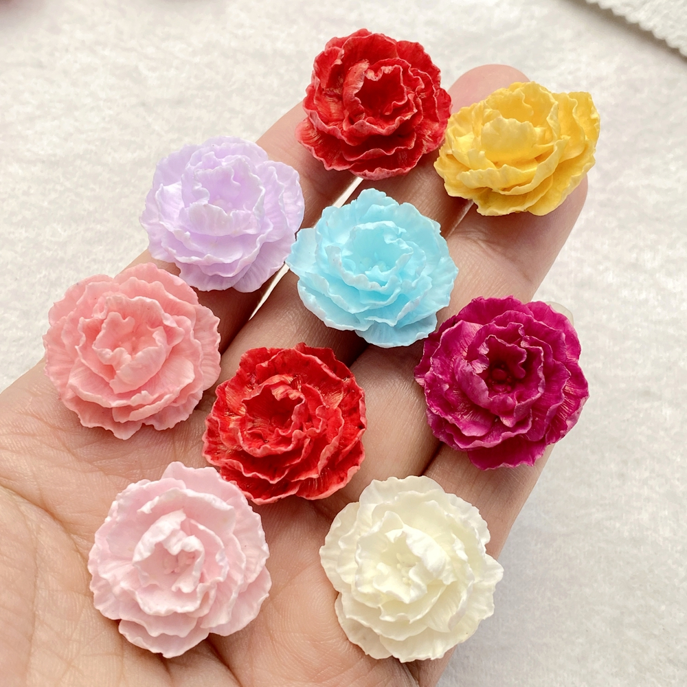 10 ชิ้นใหม่น่ารักเรซิ่นที่มีสีสันดอกกุหลาบแบนกลับเครื่องประดับเครื่องประดับทํา Hairwear อุปกรณ์เสริม