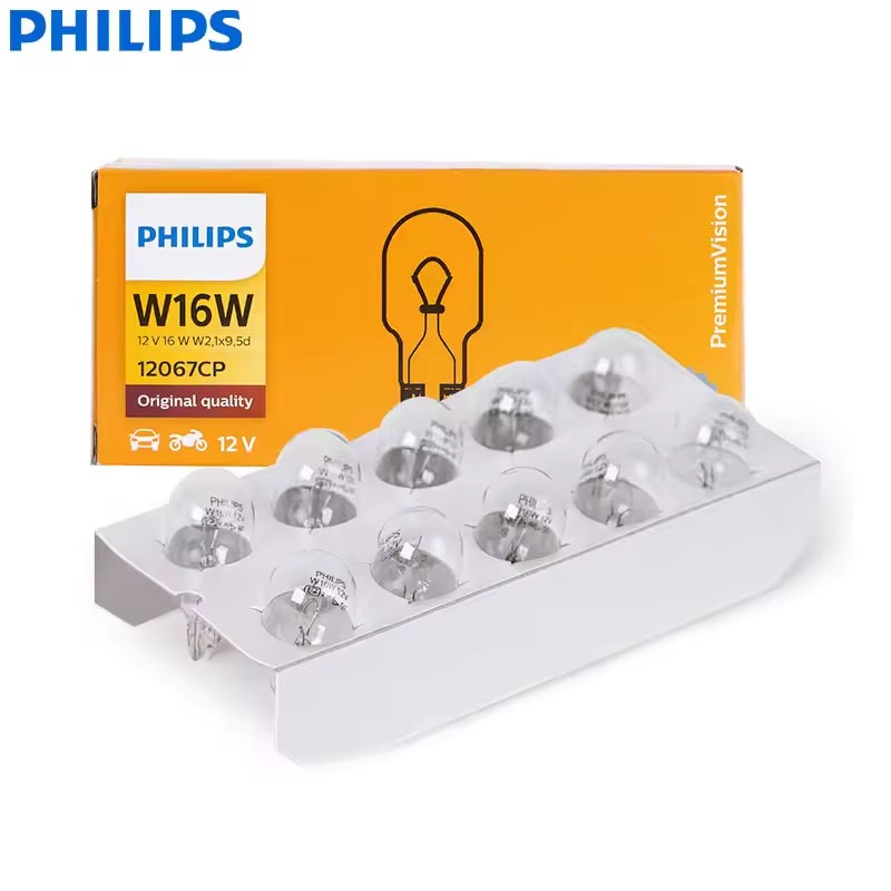 Philips Philips T15 T16 W16W 921 12V16W รถย้อนกลับไฟเบรคสัญญาณมาตรฐานไฟท้ายด้านหลัง 12067CP