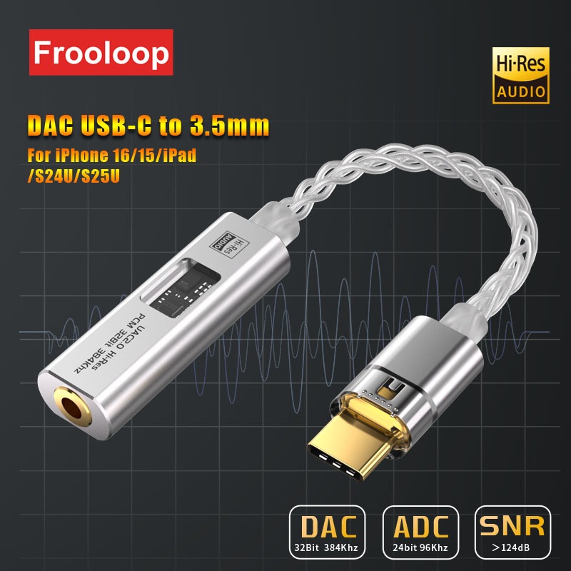 DAC USB ประเภท C ถึง 3.5 มม.แจ็คอะแดปเตอร์ HiFi เครื่องขยายเสียงสเตอริโอ Ephone หูฟัง Digital Decoding Converter CX3193 MAX97220 32Bit 384KHz 63mW