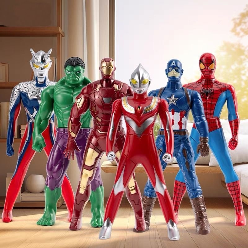 360°หมุน Marvel Avengers ของเล่น Iron Man Utralman Spider Man Hulk กัปตันอเมริกาตัวเลขของขวัญของเล่น