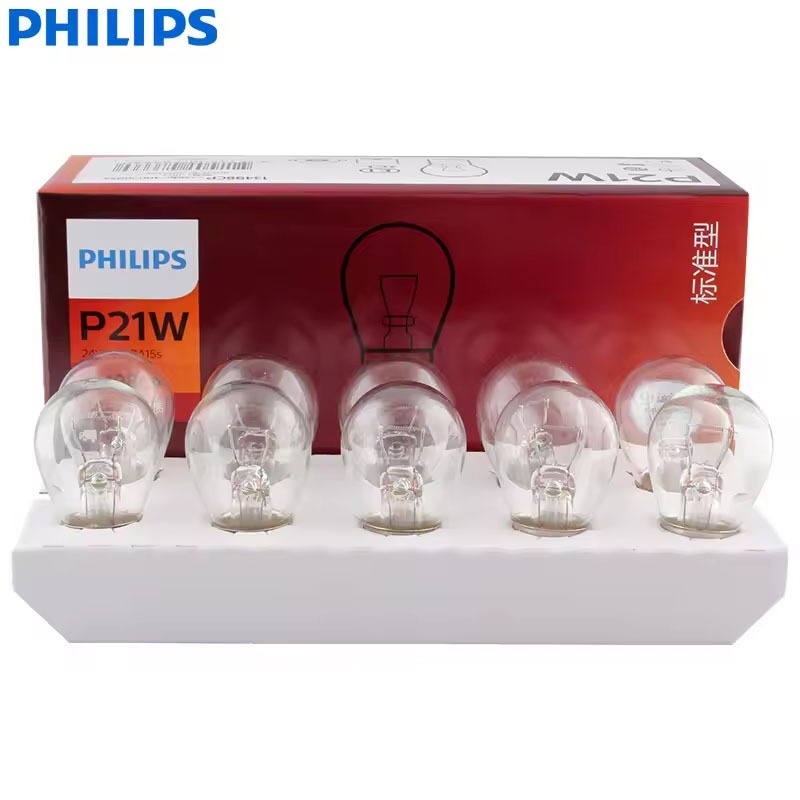 Philips Philips รถบรรทุก 24V มาตรฐาน P21W S25 21W 13498CP BA15s ไฟเลี้ยวด้านหลังหลอดไฟไฟเบรค
