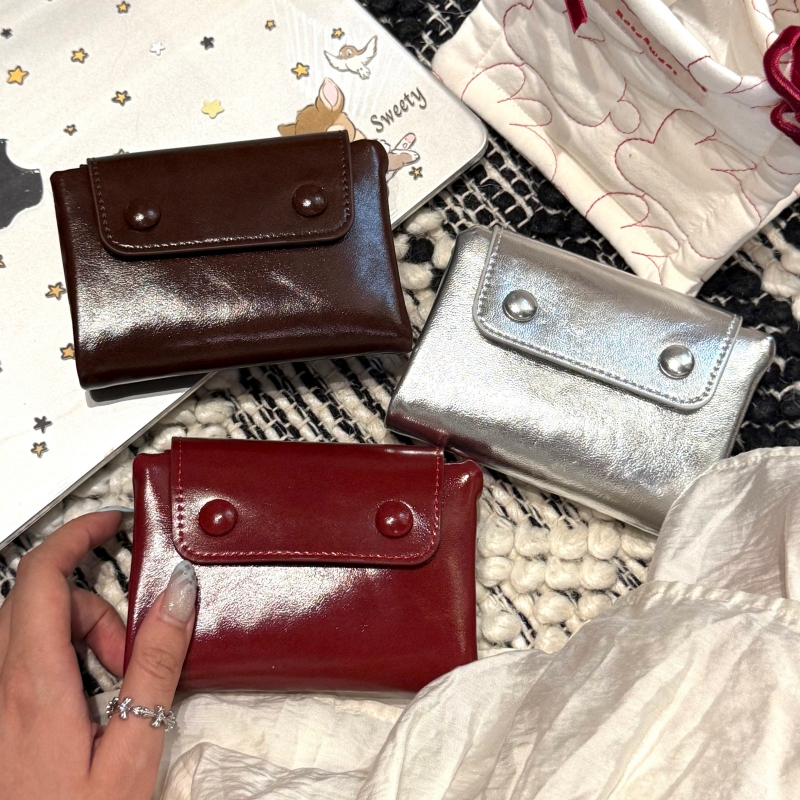 Halo studio พร้อมส่ง🔥กระเป๋าสตางค์สไตล์เรโทรแบบนุ่มสไตล์เกาหลี พร้อมช่องใส่บัตรและช่องใส่รหัสแบบมีซิปซ่อน กระเป๋าสตางค์ใส่เหรียญ