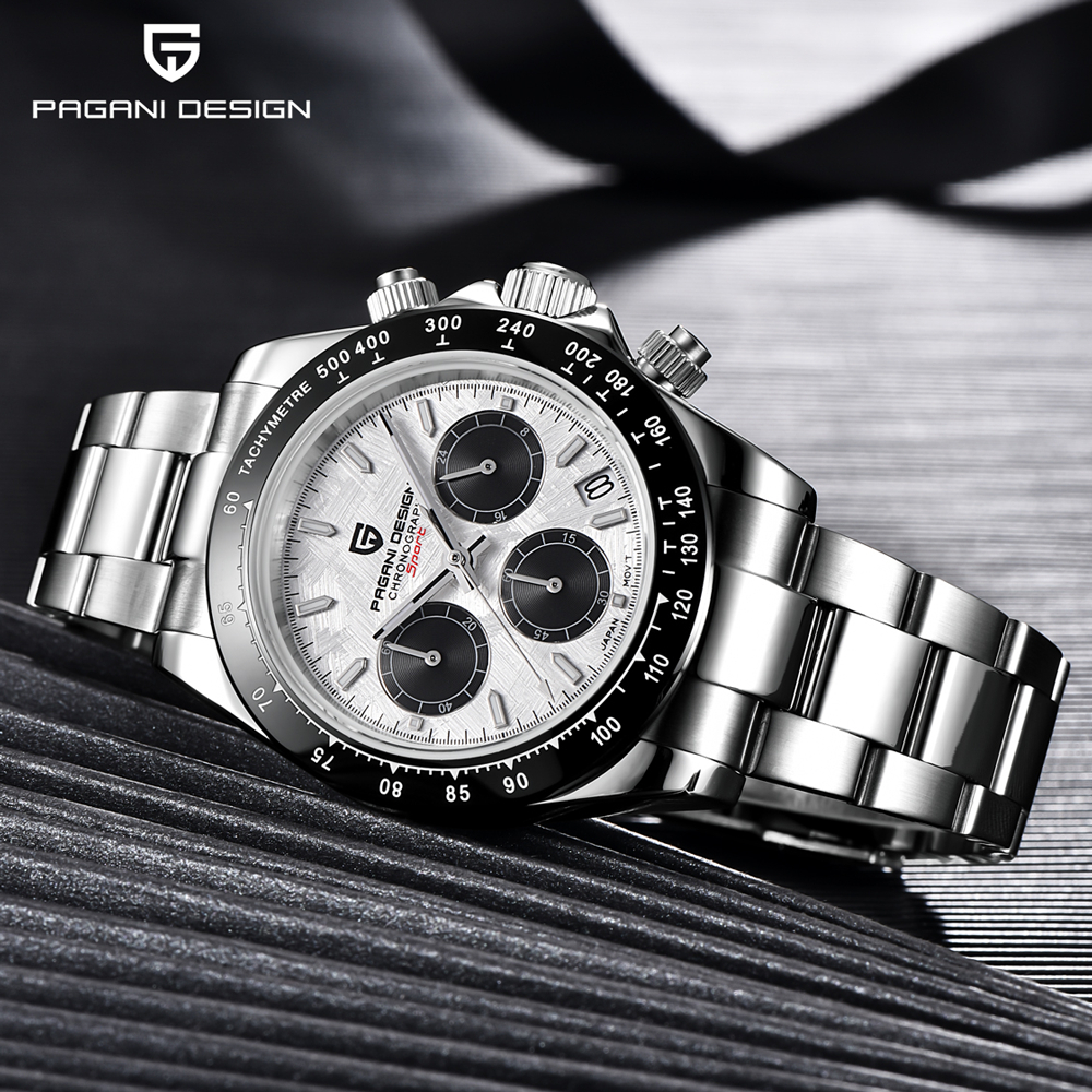 Pagani DESIGN ใหม่ ของแท้ 100% นาฬิกาข้อมือควอตซ์แฟชั่น สายแซฟไฟร์ สเตนเลส เรืองแสง กันน้ํา สําหรับบ