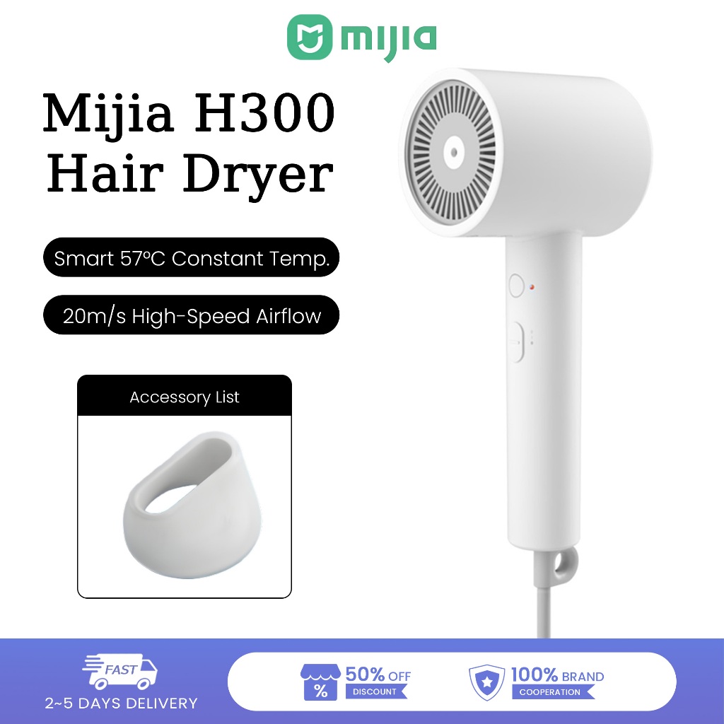 Mijia H300 เครื่องเป่าผม 1600W ไอออนลบดูแลเส้นผม 20 เมตร/วินาทีลมสูง 57°C อุณหภูมิคงที่