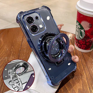 สําหรับOppo A6S A6C A6Pro A6 Pro A6X A6T A5 ผู้ถือแม่เหล็กเคสโทรศัพท์TPUปลอกใสOppoA6Pro OppoA6X A5i A3 Electroplatedโปร่งใสกันกระแทกป้องกันนุ่มปกหลัง