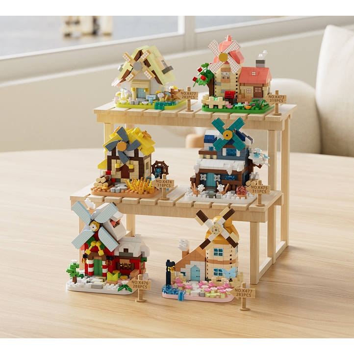 กังหันลม ธีมสร้างสรรค์ บล็อกตัวต่อสําหรับของขวัญเครื่องประดับประกอบปริศนาสําหรับเด็ก