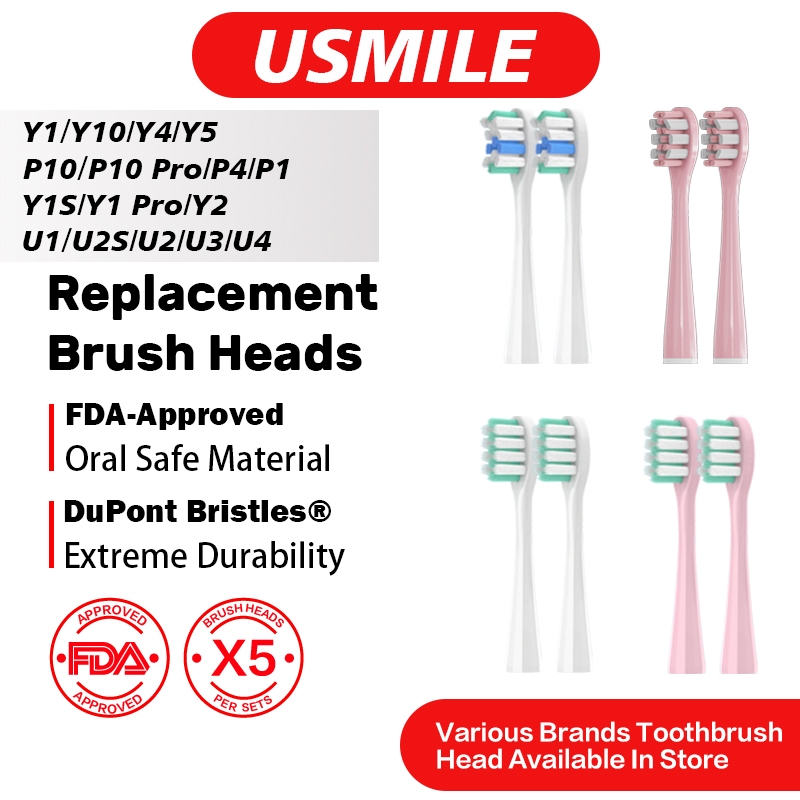 เปลี่ยนหัวแปรงสีฟันใช้งานร่วมกับ Usmile 5 PCS Professional หัวแปรงสีฟันไฟฟ้าหัวแปรง Refill สําหรับ U