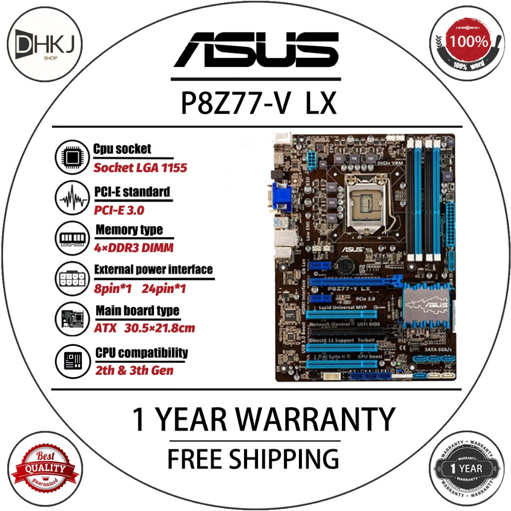 Asus P8Z77-V LX2 / P8Z77-V PRO / P8Z77-V LK / เมนบอร์ดเดสก์ท็อป Z77 ซ็อกเก็ต LGA 1155 i3 i5 i7 DDR3 