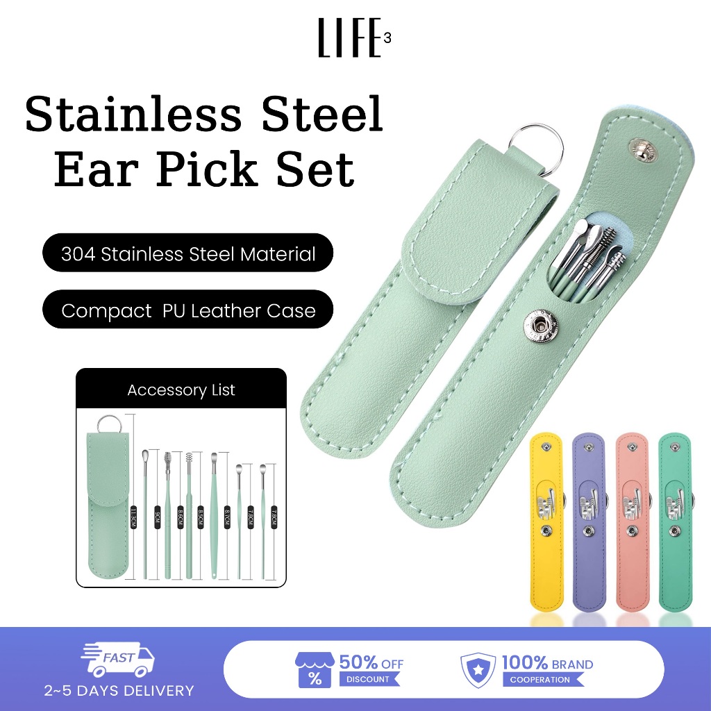 3life Spiral Ear Pick Spoon สแตนเลส Ear Wax Removal Cleaner มัลติฟังก์ชั่น Ear Pick Ear Care