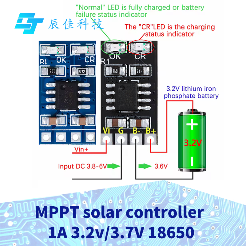 MPPT คอนโทรลเลอร์ชาร์จพลังงานแสงอาทิตย์ 1A 3.2v 3.7V 18650 LiPo Li-ion แบตเตอรี่ลิเธียมโมดูลชาร์จ SD05CRMA แผงพลังงานแสงอาทิตย์แบตเตอรี่ชาร์จ