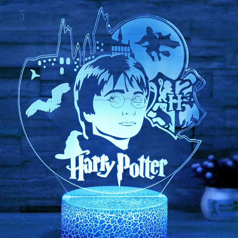 โคมไฟตั้งโต๊ะ LED สัมผัสสีสันสดใส Harry Potter ของที่ระลึกไฟกลางคืนบ้านห้องนอนไฟกลางคืน USB