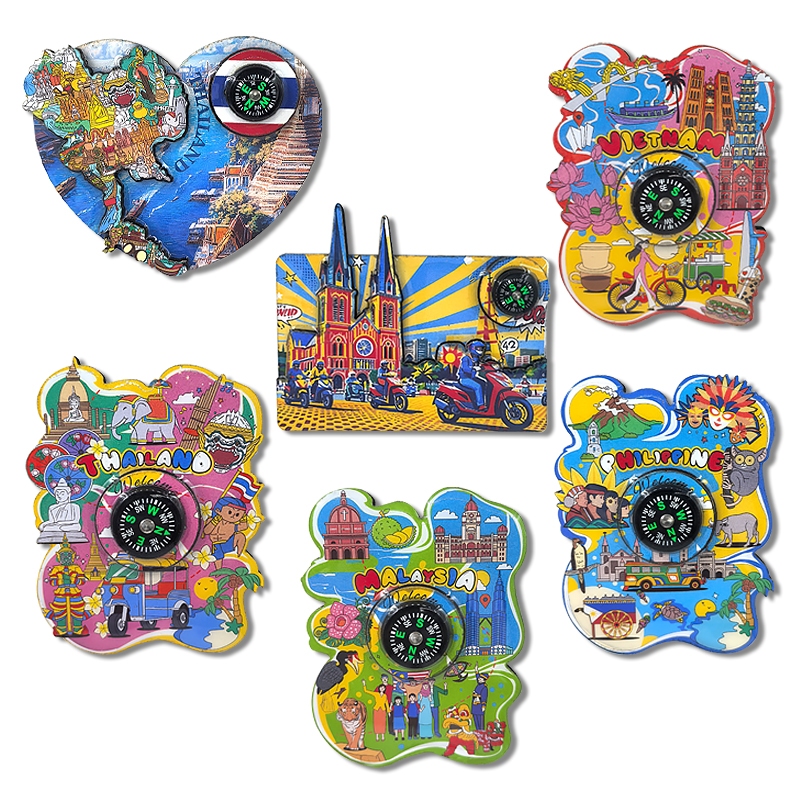 แม่เหล็กติดตู้เย็นไม้ ฟิลิปปินส์/ประเทศไทย/เข็มทิศมาเลเซีย ของที่ระลึกและของสะสมด้วยเคลือบมันเงาคุณภาพสูง - รูปที่ 3