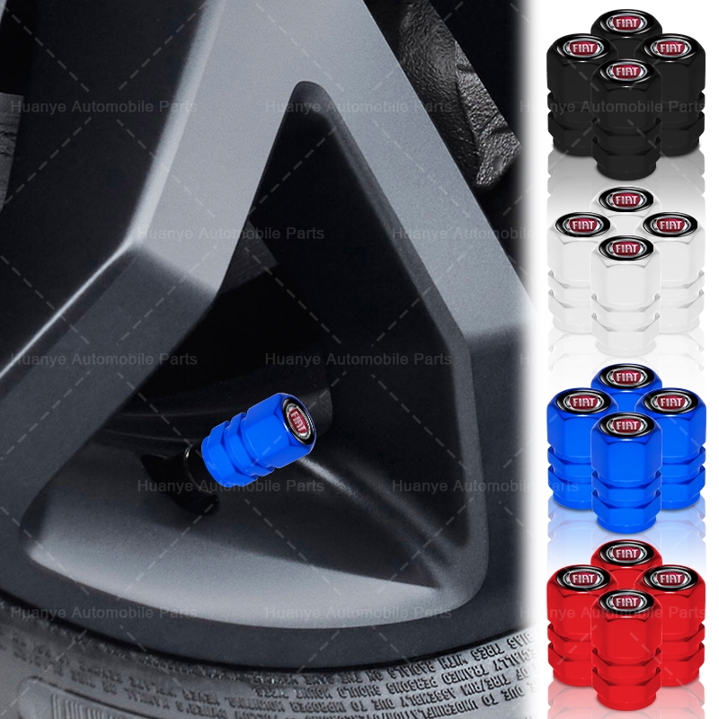4pcs อลูมิเนียมโลโก้รถยางป้องกันหมวกหกเหลี่ยมล้อรถ Tyre สําหรับ Fiat Panda Bravo Punto Croma 500 595