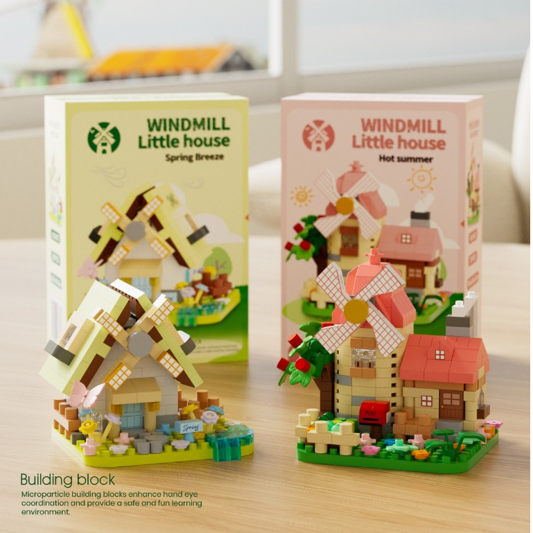 กังหันลม ธีมสร้างสรรค์ บล็อกตัวต่อสําหรับของขวัญเครื่องประดับประกอบปริศนาสําหรับเด็ก - รูปที่ 2