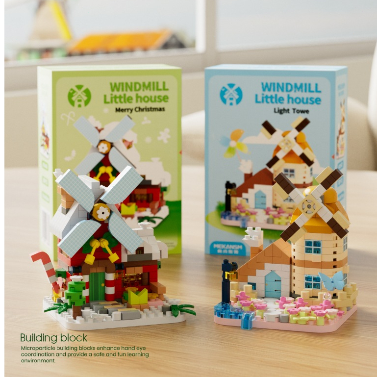กังหันลม ธีมสร้างสรรค์ บล็อกตัวต่อสําหรับของขวัญเครื่องประดับประกอบปริศนาสําหรับเด็ก - รูปที่ 3