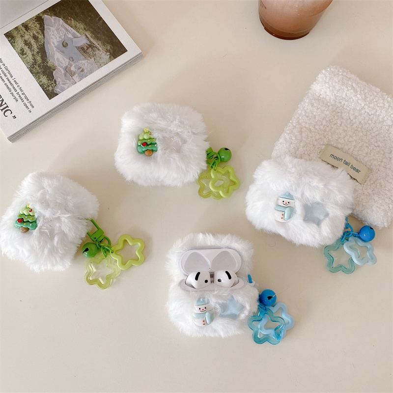 การ์ตูนน่ารัก xmas Plush yti Airpods สําหรับ Airpods 3/4/1/Pro3/2/Pro/Pro2 รุ่นชุดหูฟังไร้สายบลูทูธทนต่อการตกป้องกันกรณี - รูปที่ 2