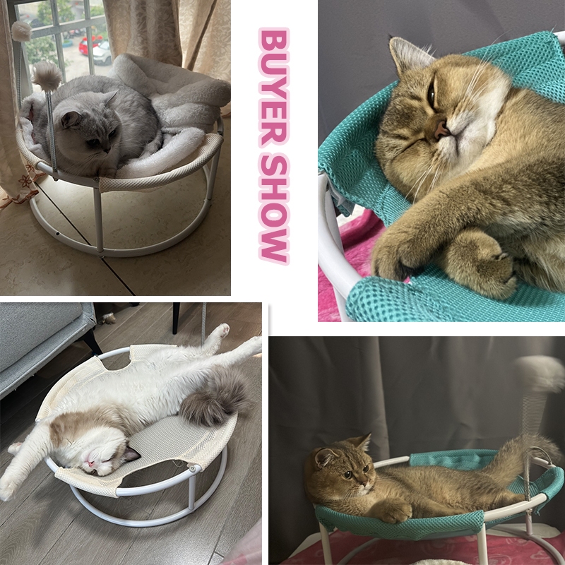 ที่นอนสัตว์เลี้ยง เปลนอน เหล็ก ทรงกลม พร้อมลูกบอล ซักล้างได้ เหมาะกับสี่ฤดูกาล สําหรับแมว สุนัข - รูปที่ 4