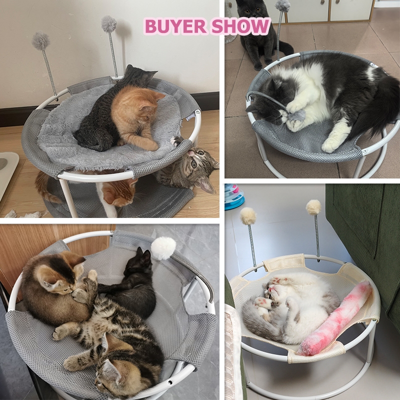 ที่นอนสัตว์เลี้ยง เปลนอน เหล็ก ทรงกลม พร้อมลูกบอล ซักล้างได้ เหมาะกับสี่ฤดูกาล สําหรับแมว สุนัข - รูปที่ 5
