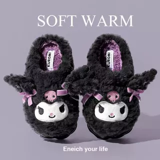 คุโรมิ Kuromi รองเท้าแตะ ขนนุ่ม Fluffy พื้นหนา กันลื่น สบาย เบา ใช้ในบ้าน รองเท้าบ้าน ฤดูหนาว น่ารัก ส่งฟรีพร้อมส่ง