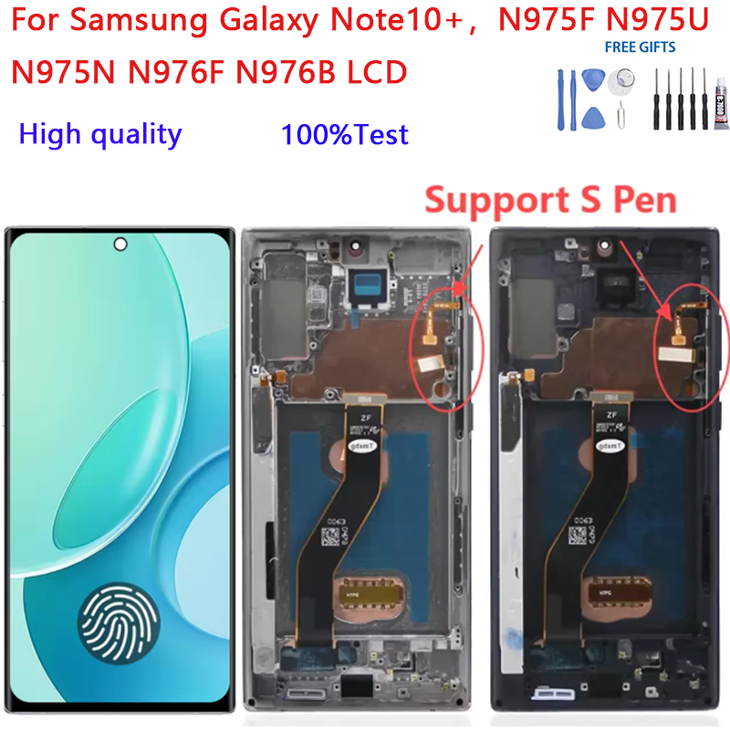 สําหรับ Samsung Galaxy Note10 +,N975F N975U N975N N976F N976B จอแสดงผล LCD Touch Screen Digitizer Gl