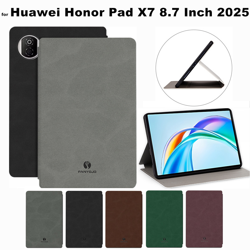 for Huawei Honor Pad X7 8.7 Inch 2025 Case Luxury Skin Feel Tablet Protective Case Flip Stand PU Leather Cover Shockproof Casing
