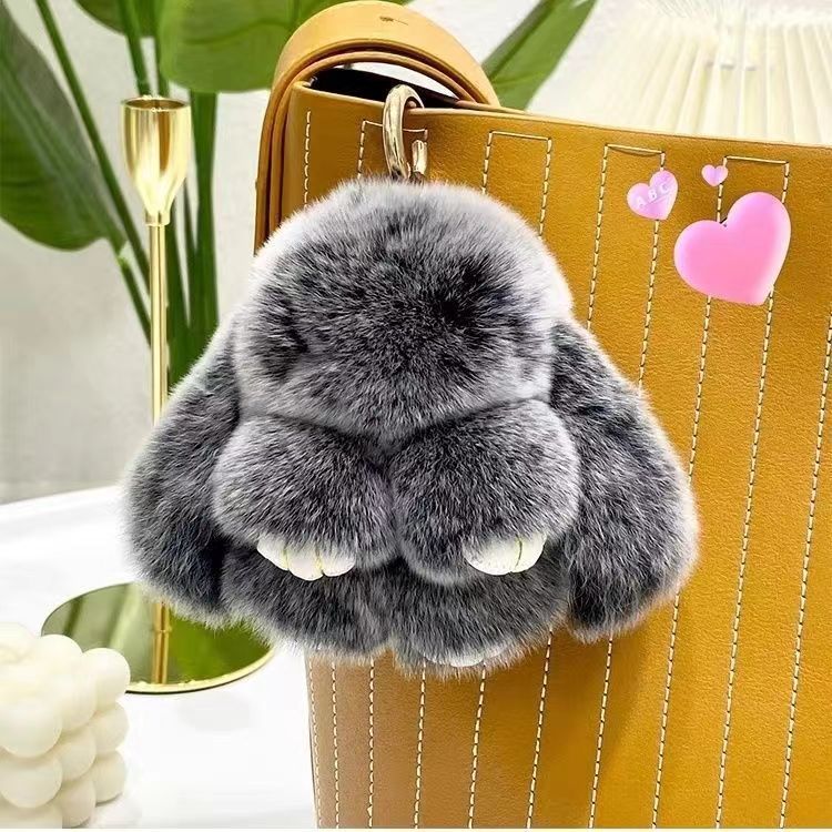 จริงกระต่ายขนกระเป๋าจี้จี้กระต่ายตุ๊กตาตุ๊กตากระต่ายรถพวงกุญแจจี้มินิตายกระต่ายกระเป๋านักเรียนจี้