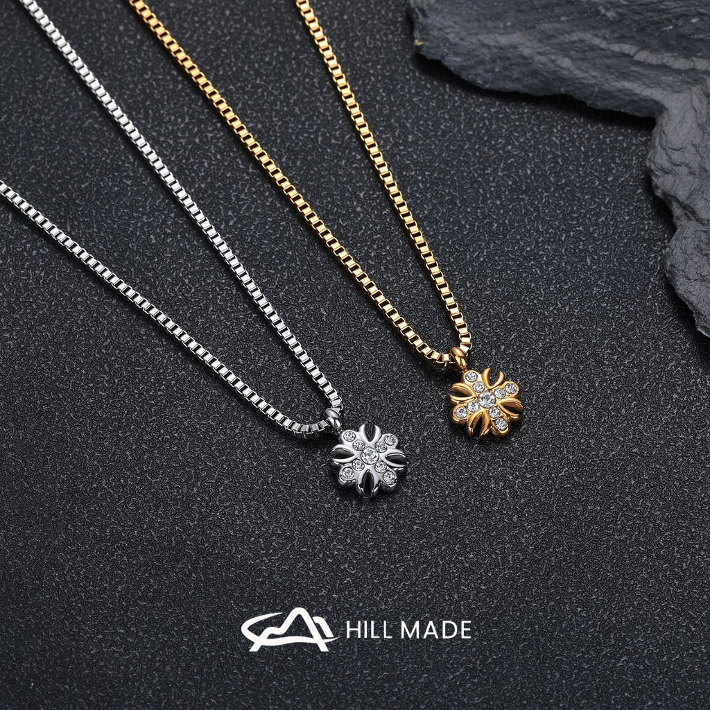 Hip-Hop Iris Cross Necklace - Zirconia Inlay Gothic Style เพศกลางHMN102 สำหรับสวมใส่ทุกวัน