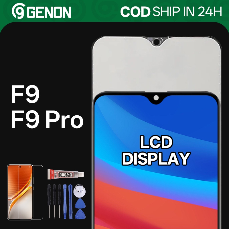 Genon IPS LCD สําหรับ Oppo F9 / F9 Pro จอแสดงผล LCD หน้าจอสัมผัสพร้อมชิ้นส่วนทดแทนกรอบ