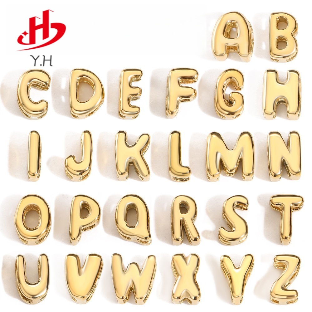 ⭐Y.H⭐ ฟอง 14K สีทอง 26 ตัวอักษรภาษาอังกฤษ จี้สแตนเลส