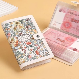 เงินสดเงินฝากหนังสือกระเป๋าสตางค์กระเป๋าสตางค์กระเป๋าสตางค์หนังสือสามารถเก็บเงินสดความจุขนาดใหญ่ RMB การจัดเก็บหนังสือ 50 หน้า