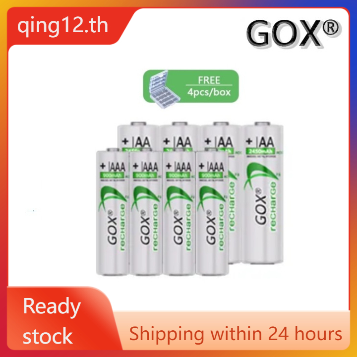 GOX 1.2V AA 2450mAh หรือ AAA 900mAh แบตเตอรี่ชาร์จ NI-MH