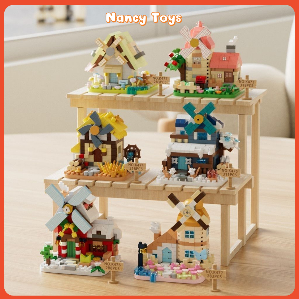 🎅🎄บ้านธีมคริสต์มาส ตัวต่อบ้านต้นไม้รูปทรงกังหัน 6 รุ่น DIY ประกอบเอง 6cm 283+pcs  ของเล่นเด็ก ของขวัญ ของขวัญคริสต์มาส <Nancy>