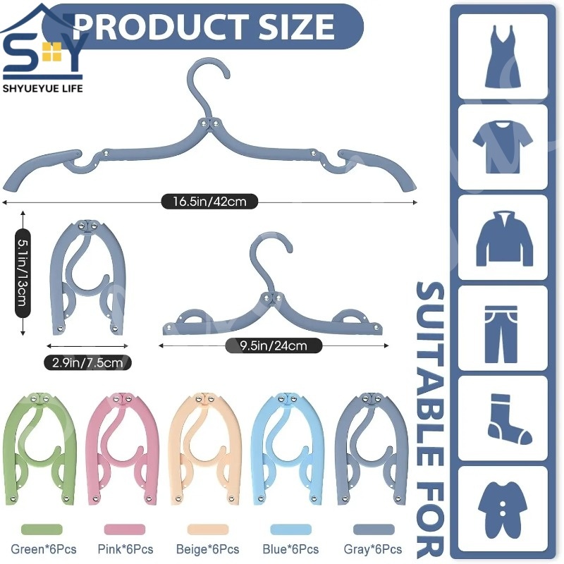 1ชิ้นเดินทางไม้แขวนแบบพกพาพับแขวนออแกไนเซอร์เครื่องใช้ในบ้าน สิ่งจําเป็น ราวตากผ้า - รูปที่ 6