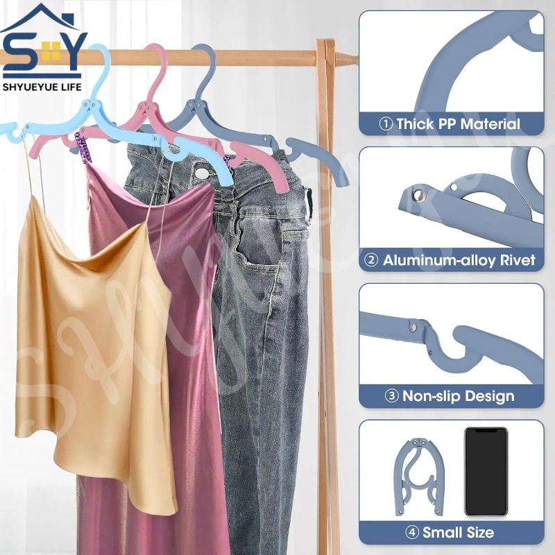 1ชิ้นเดินทางไม้แขวนแบบพกพาพับแขวนออแกไนเซอร์เครื่องใช้ในบ้าน สิ่งจําเป็น ราวตากผ้า - รูปที่ 2