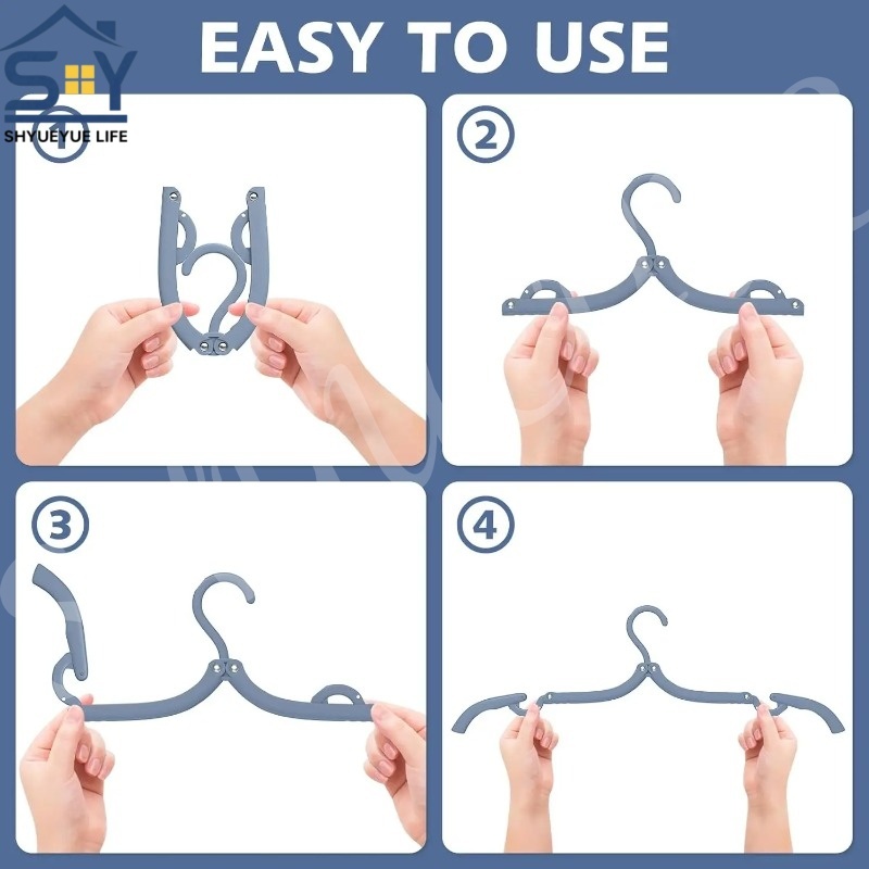 1ชิ้นเดินทางไม้แขวนแบบพกพาพับแขวนออแกไนเซอร์เครื่องใช้ในบ้าน สิ่งจําเป็น ราวตากผ้า - รูปที่ 4