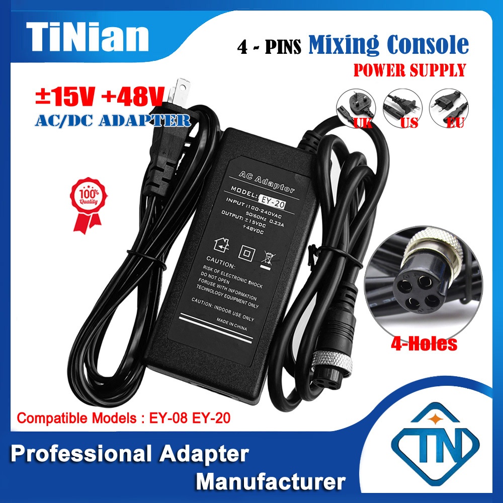 15V 48V Mixer อะแดปเตอร์ AC/DC EY-20 EY-08 สําหรับ CT-120S USB ผสมคอนโซลเครื่องผสมเสียง 4 หลุม 4 พินปลั๊ก 4 Core Connector แหล่งจ่ายไฟภายนอก