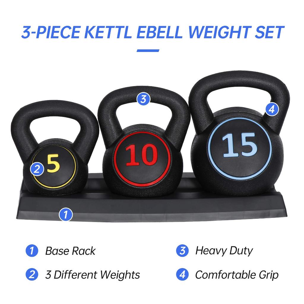 5LB+10LB+15LBMens and Womens Strength Fitness Training Pot Dumbbell Kettle Bell Kit