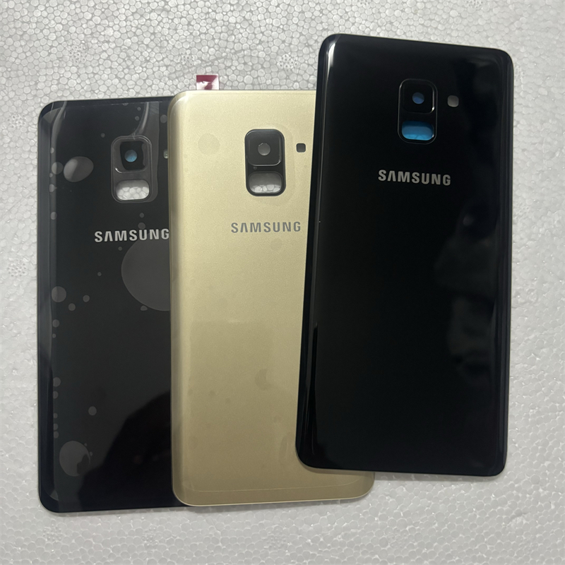 สําหรับ Samsung Galaxy A8 A530 A530F A8 + Plus A730 A730F 2018 ฝาหลังแบตเตอรี่กระจกด้านหลังฝาครอบพลา