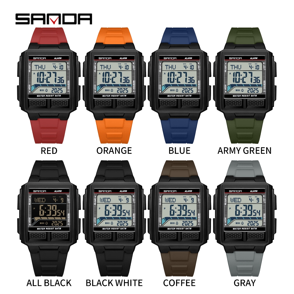 SANDA 2212 ใหม่แฟชั่นนาฬิกาผู้ชายจอแสดงผลดิจิตอลกันน้ําชายสปอร์ตกลางแจ้งนาฬิกาของขวัญ - รูปที่ 4