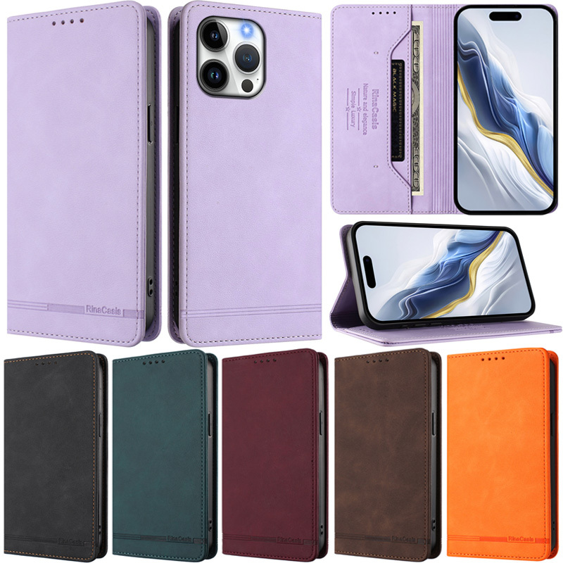 หรูหราสําหรับiPhone 13 Pro Max 8 Plus 12 Pro Max 7 Plus 11 Pro Max 6 Plus 13 Mini 14 XR XS Max 12 Mini SE2 SE3 Retroกระเป๋าสตางค์หนังPUขาตั้งฝาครอบแม่เหล็กกรณี