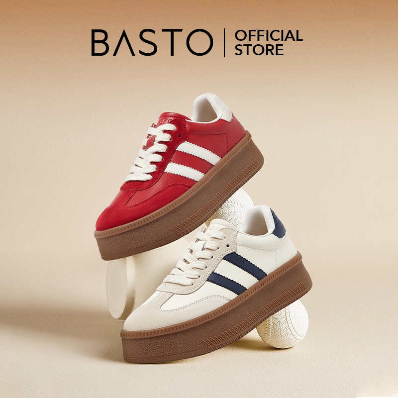 BASTO Women's Sneakers Platform Shoes รองเท้าผ้าใบ รองเท้าส้นตึก ID876 I0906