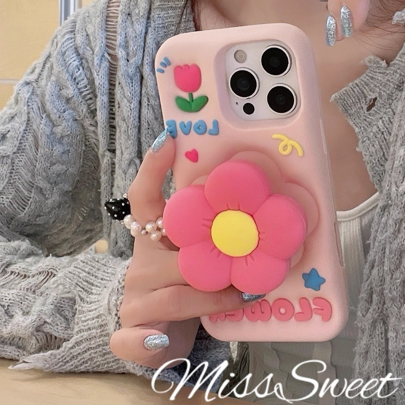 Ins 3D ดอกไม้น่ารักเคสโทรศัพท์ + สําหรับ IPhone 13 14 15 16 12 11 Pro Max 14 15 16 Plus ปลอกซิลิคอนอ่อนอินเทรนด์เคสกันกระแทกฝาหลังป้องกัน
