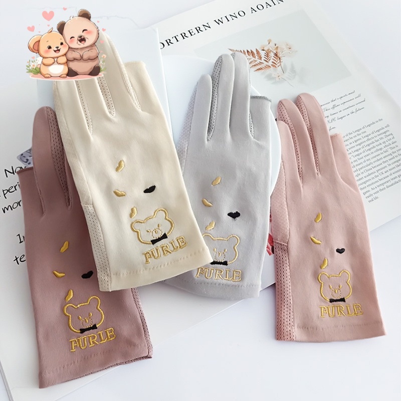 ถุงมือผ้าฝ้าย แบบครึ่งนิ้ว ป้องกันรังสียูวี กันแดด เหมาะกับใส่ขับขี่กลางแจ้ง และฤดูใบไม้ร่วง สําหรับผู้หญิง