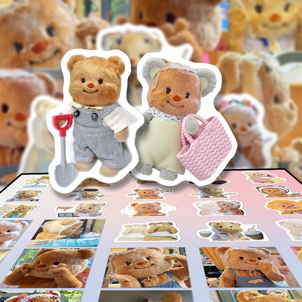 64ชิ้นน่ารักเนยหมีสติกเกอร์สําหรับเด็กการ์ตูนบัญชีมือโทรศัพท์แล็ปท็อปโน๊ตบุ๊คสติกเกอร์กันน้ํา